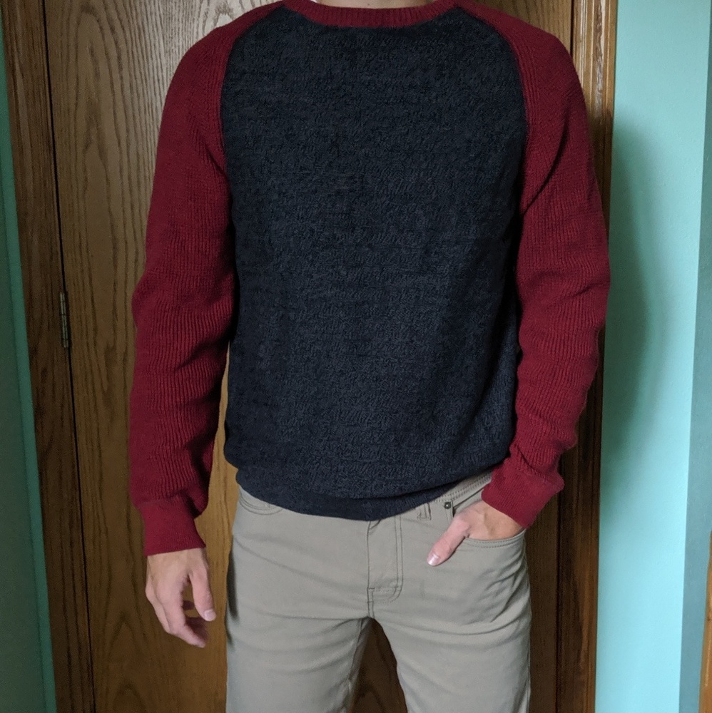 Red and grey sweater